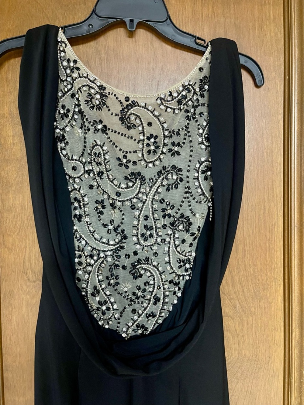 Black Maxi Dress with Embellished Ivory Back Panel - Picture 4 of 5